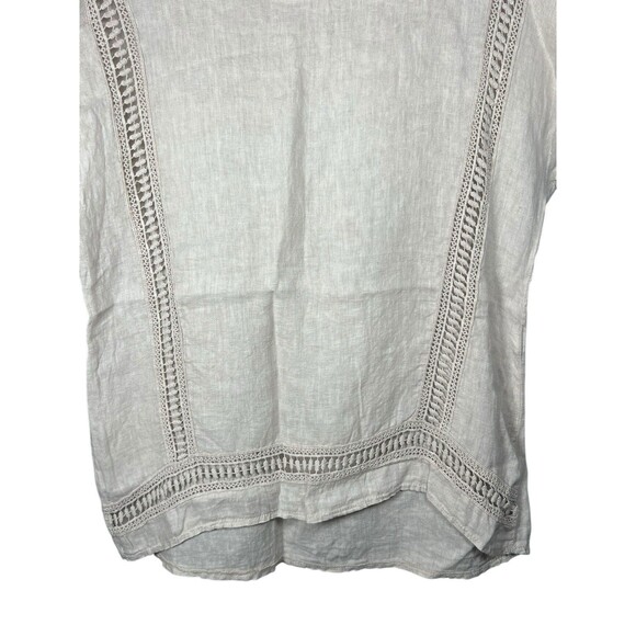 Alessia Pacini 100% Linen Cap Sleeve Shirt Womens L Blush Italy Retro Minimalist - Picture 2 of 12